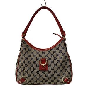Gucci GG/Abbey Handbag 130738 Beige Navy Red Jacquard Leather